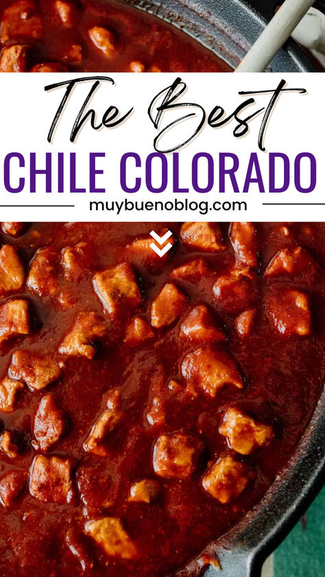 Chile Colorado is a Mexican dish that is made with diced pork, in a rich red sauce. Flavorful, spicy, and full of authentic flavors. You might also known this dish by Asado de Chile Colorado as well. New Mexico Red Chili Sauce Chile Colorado, Colorado Red Chili, Pork Chile Colorado Recipe, Pork Colorado Chile, Easy Chile Colorado Recipe Pork, Chile Rojo Pork, Authentic Chile Colorado Recipe, Mexican Chile Recipes, Pork Chile Colorado