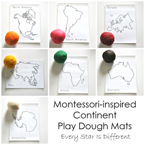 Montessori-inspired Continent Activities with Free Printables Montessori World Map Free Printable, Continents Preschool Activities, Continent Activities, Vpk Activities, Continents Activities, Preschool Social Studies, Montessori Crafts, Montessori Geography, Montessori Printables