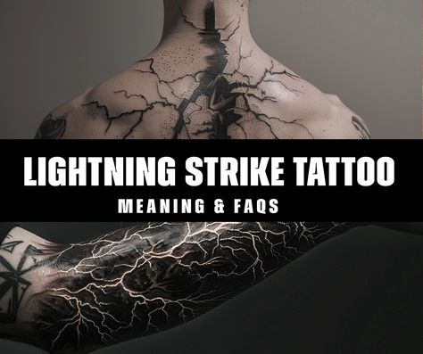 What is the symbolic meaning behind a lightning strike tattoo? Lightning Tattoo Meaning, Lightening Tattoo On Shoulder, Lightning Bolt Tattoo Men, Lightning Storm Tattoo, Lightning Strike Tattoo, Lightning Tattoo Design, Lightning Tattoos, Tattoo Lightning, Storm Tattoo