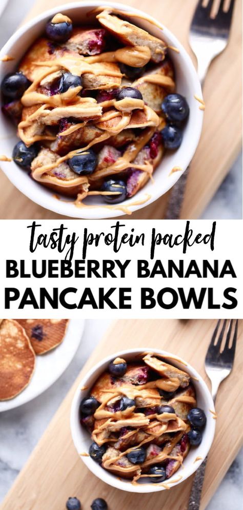 Healthy Brekkie, Pancake Bowl, Dairy Free Milkshake, Protein Blueberry, Morning Breakfast Ideas, Banana Blueberry Pancakes, Peanut Butter Blueberry, High Protein Gluten Free, Free Smoothie Recipes