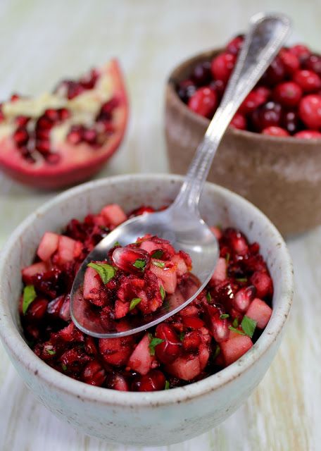 Pomegranate Apple Cranberry Relish - A healthier alternative to the canned stuff. Serve this at Thanksgiving #Thanksgiving Dinner 321, Holiday Flavors, Cranberry Salsa, A Spicy Perspective, Hors Doeuvres, Tortilla Chip, Cranberry Relish, Relish Recipes, Food Topper