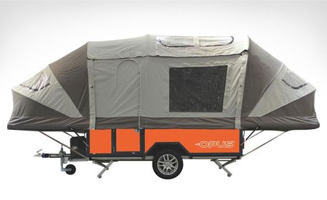 This Inflatable Soft Top Camper combines the joy of camping with both a tent and a camper behind your belt. Check it out! Expensive at $21000 but pretty neat! Opus Camper, Pop Up Camper Remodel, Best Pop Up Campers, Camper Diy, Camper Signs, Big Tents, Cabin Tent, Mini Camper, Popup Camper