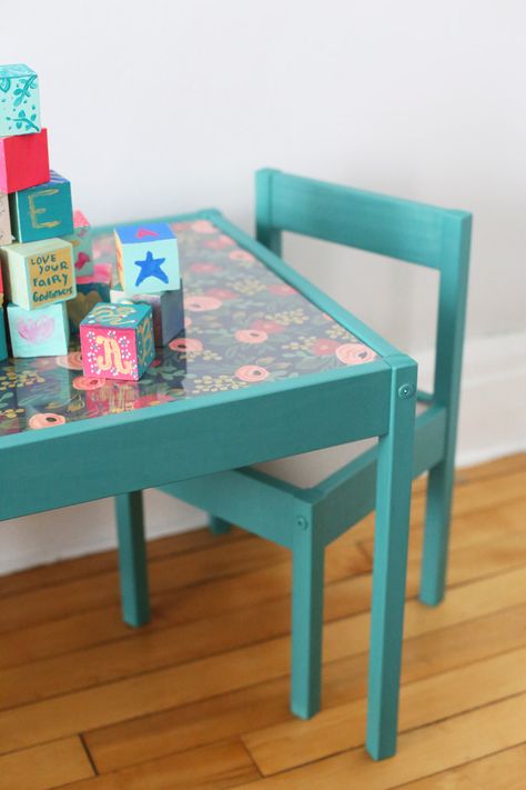 DIY Kids Table Makeover by The Sweetest Occasion featuring Valspar Paint Ikea Kids Table And Chairs, Ikea Kids Table, Ikea Hack Kids, Diy Kids Table, Ikea Play Kitchen, Diy Kids Furniture, Table Ikea, Ikea Table, Ikea Kids