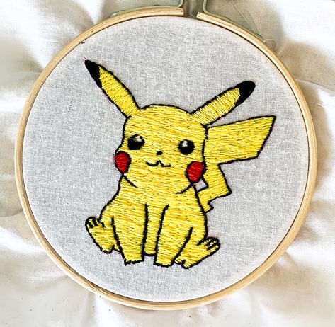 Pikachu Embroidery Design, Embroidery Cartoon Characters, Shinchan Embroidery, Pokemon Embroidery Pattern, Anime Embroidery Ideas, Bookworm Embroidery, Pokemon Pikachu Art, Embroidery Pokemon, Pikachu Embroidery