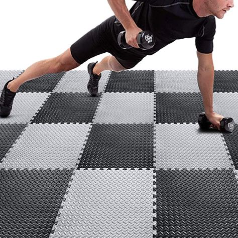 Amazon.com : Puzzle Exercise Mat with 24 Tiles Interlocking Foam Mats, 24'' x 24'', 0.4'' Thick EVA Foam Floor Tiles, Protective Flooring Mats Interlocking for Gym Equipment and Cushion for Workouts : Sports & Outdoors Best Workout Machine, Interlocking Foam Mats, Garage Mats, Foam Floor Tiles, Gym Equipment Workout, Gym Floor Mat, Interlocking Foam Tiles, Foam Mat Flooring, Gym Mat