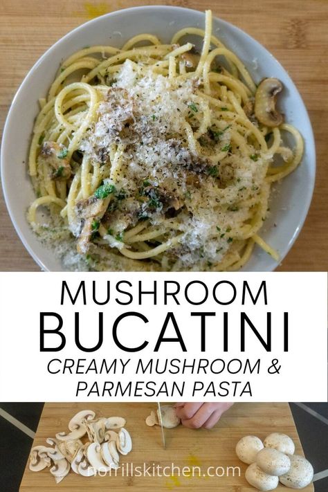 Bucatini Recipes, Weeknight Pasta, Bucatini Pasta, Pasta Puttanesca, Pasta Party, Pasta Dinner Recipes, Mushroom Pasta, Allergy Free Recipes, Creamy Mushrooms