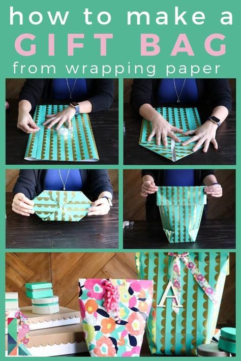 Gift Bag From Wrapping Paper, Bag From Wrapping Paper, Make A Gift Bag, Homemade Gift Bags, Wrapping Tips, How To Make A Gift Bag, Wrapping Inspiration, Gift Wrapping Techniques, Gift Bags Diy