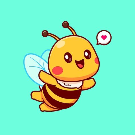 Cute honey bee flying cartoon vector ico... | Free Vector #Freepik #freevector #animal-mascot #bee-cartoon #cute-bee #mascot-design Bee Tattoo Cartoon, Honey Bee Flying, Honey Bee Cartoon, Bumble Bee Cartoon, Swimming Cartoon, Cute Honey Bee, Bee Flying, Bee Kitchen, Nature Icon