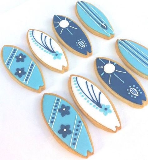 Surfboard Cookies, Beach Cookies, Surf Party, Love Cookies, Beach Themed Party, Summer Cookies, Pretty Cookies, Creative Cookies, Rock Ideas