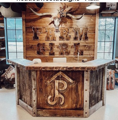 Garage Boutique, Western Office Decor, Mobile Fashion Truck, Western Office, Minwax Stain Colors, Outdoor Cooking Area, Basement Bar Designs, Rural Lifestyle, Minwax Stain