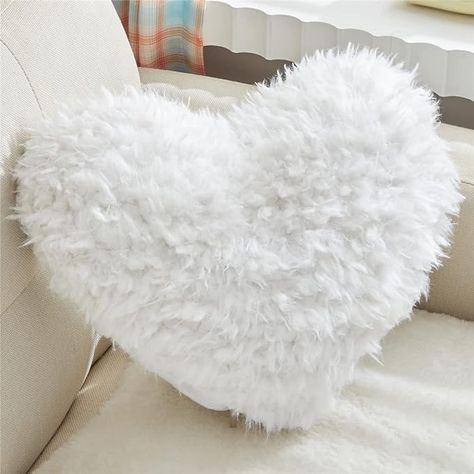 Amazon.com: MOOWOO Christmas Decorations Fluffy Heart Throw Pillow with Pillow Cover and Insert, Shaggy Faux Fur,Valentines Day,Mothers Day (White, Heart Shape-15.7X15.7Inches) : Home & Kitchen Fluffy Throw Pillows, Pottery Barn Pillow Cover, Pottery Barn Pillows, Soft Throw Pillows, Valentines Day Decor, Living Room Size, White Throw Pillows, Heart Pillow, Faux Fur Throw Pillow