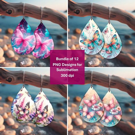 Butterflies Png, Butterfly Sublimation, Earrings Sublimation, Earring Png, Sublimation Earring, Earring Template, Scrapbooking Journal, Earring Bundle, Sublimation Ink