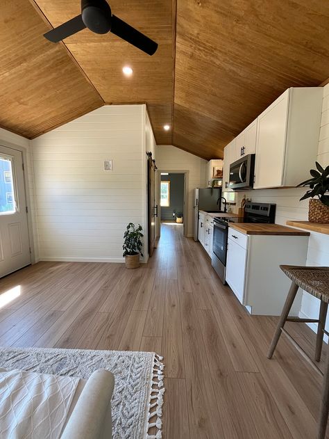 Modern Farmhouse Tiny House Interior, 16x60 Shed House Interior, Granny Flat Interior Design, 16x24 Tiny House, 16x40 Shed House Interior 2 Bedroom, Turning Shed Into Tiny House, Tiny House Bathroom Ideas Layout, Build A Tiny House On A Budget, 14x32 Shed House Interior