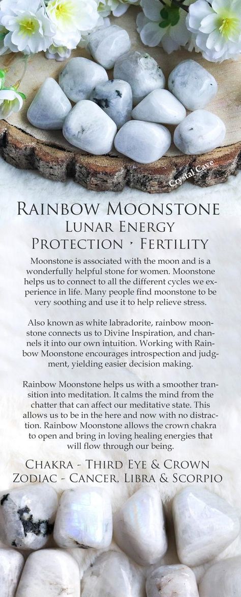 Lunar Energy, Rainbow Moonstone Crystal, Energy Protection, Crystals Healing Properties, Spiritual Crystals, Crystal Therapy, Crystal Healing Stones, Moonstone Crystal, Crystal Magic