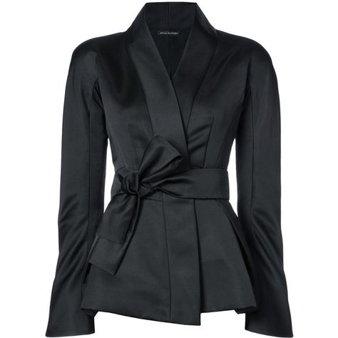 Natori tie waist wrap jacket ($995) ❤ liked on Polyvore featuring outerwear, jackets, black, wrap jacket, tie waist jacket and natori Black Tie Suit, Cocktail Wear, Josie Natori, Jackets Black, Waist Jacket, Wrap Jacket, Blazer Designs, Stylish Dress Designs, Jacket Design