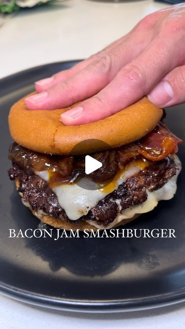 Alex Rios on Instagram: "Bacon Jam Smashburger 🍔🥓 recipe ⬇️

2 lbs of ground beef 80/20, divided into 4 oz patties
1/2 tsp salt, 1/4 tsp black pepper, 1/2 tsp onion powder per patty

Bacon Jam

8-10 oz of bacon, sliced
1 onion, sliced 
1/4 cup brown sugar
3 tbsp honey/maple syrup
1 tbsp balsamic vinegar or glaze
1/2 tsp chili powder
1 tsp salt
1/2 tsp pepper

Crisp up the bacon pieces on a skillet until slight crispy. Remove bacon and drain on paper towel. Use that same grease to sauté onions & garlic along with your seasonings. Add brown sugar, honey & balsamic glaze. Cook till slightly sticky and thick. It should get stickier as it cools down. 

Burger Sauce

1/2 mayo
2 tbsp ketchup
1 tbsp yellow mustard
1 tbsp Dijon mustard
2 tbsp pickle juice
1 tsp garlic powder
1 tsp onion powder
1/ Bacon Jam Burger, Sauté Onions, Honey Balsamic Glaze, Smash Burger Recipe, Bacon Salt, Burger Recipes Beef, Honey Balsamic, Bacon Jam, Burger Sauce