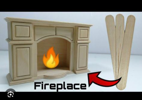 Miniature Fireplace Tutorial, Dollhouse Fireplace Diy How To Make, Fireplace Dollhouse Diy, Mini Fireplace Diy, Diy Miniature Fireplace, Doll House Fireplace Diy, How To Make Mini Furniture, Diy Dollhouse Fireplace, Dollhouse Fireplace Diy