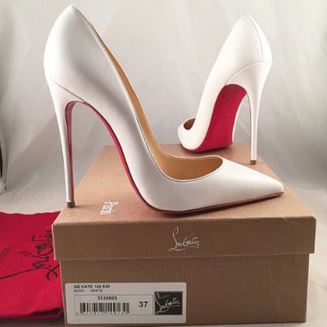 Red Bottom Heels Christian Louboutin, Expensive Heels, Red Bottom Heels, Pretty Heels, Fancy Heels, Fashion Shoes Heels, Cute Shoes Heels, Shoes Heels Classy, White High Heels