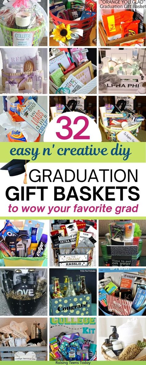 Congrats Gift Basket, Lay Ideas For Graduation, Graduation Gift Box Ideas Diy, Graduation Gift Bag Ideas, Graduation Basket Ideas For Her, High School Graduation Gift Basket, Graduation Gift Baskets, Graduation Gift Basket Ideas, College Graduation Gift Basket