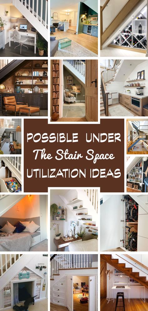 Possible Under the Stair Space Utilization Ideas - gramydeco.com How To Decorate Under A Staircase, Open Space Under Stairs Ideas, Under The Stairs Design Ideas, Under Stair Basement Ideas, Using Space Under Stairs, Under The Steps Storage, Room Under The Stairs Ideas, Under Stairs Open Storage, How To Use Space Under Stairs