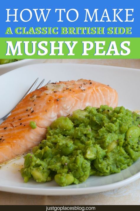 British Mushy Peas Recipes, Mashy Peas Recipe, British Mushy Peas, Mushy Peas From Frozen Peas, Minted Mushy Peas, British Vegetable Dishes, Mushy Peas Recipe British, Smashed Peas Recipes, English Peas Recipe Side Dishes