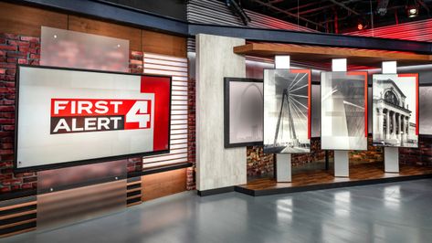 KMOV Set Design - News Sets - Broadcast Design International, Inc. Studio Set Design, Station Aesthetic, Weather Center, Tv Set Design, Virtual Studio, Tv Set, Tv Sets, News Studio, Times Of India