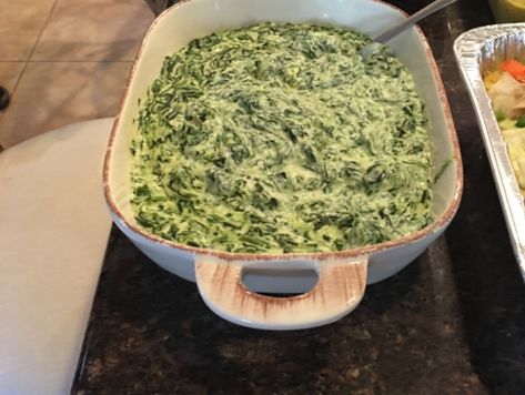 This is by far the best creamed spinach recipe that I have ever tasted! My mother got married in early Nov and my brother (a chef) served Bar-B-Qued Filet Mignon, oven roasted red potatoes, this creamed spinach, salad and garlicy cheesy bread - Talk about heaven!! The creamed spinach stole the show and 1/2 the guests left with the recipe! He found the recipe on the internet, it is a copy cat recipe of Boston Markets creamed spinach. (I think its better). Boston Market Creamed Spinach, Best Creamed Spinach, Best Creamed Spinach Recipe, Oven Roasted Red Potatoes, Creamed Spinach Recipe, Boston Market, Chef Boyardee, Spinach Recipe, Cheesy Bread