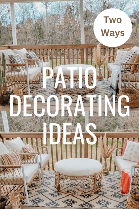 Boho Deck Patio, Boho Porch Ideas, Boho Deck Decor, Outdoor Rugs Patio Ideas, Boho Patio Decor, Boho Outdoor Patio, Modern Country Decor, Bohemian Patio, Small Patio Decor