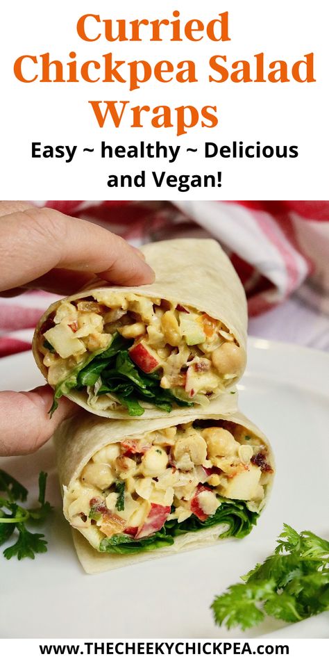 Chickpea Salad Wrap, Curried Chickpea Salad, Curry Dressing, Vegan Chicken Salad, Simple Meal Prep, Wraps Recipes Easy, Lenten Recipes, Salad Wrap, Chicken Salad Wrap