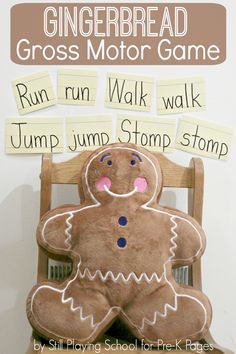 Gingerbread Man Gross Motor Activity - fun as a brain break to add a bit of movement to daily Christmas countdown activities Preschool Gross Motor, Gingerbread Man Preschool, Gingerbread Man Unit, Gingerbread Man Story, Recess Activities, Gingerbread Unit, Gingerbread Man Activities, Gingerbread Activities, Group Games For Kids