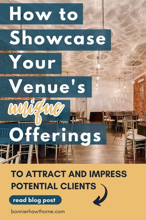 Modern Event Venue Design, Wedding Venue Amenities, Venue Open House Ideas, Venue Business Ideas, Venue Plans, Event Marketing Design, Venue Marketing, Event Space Business, Venue Owner