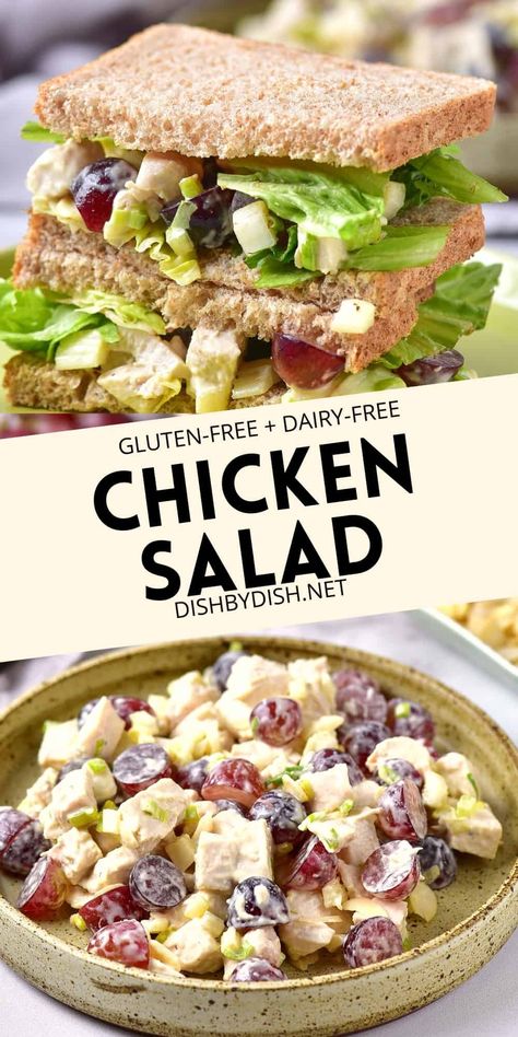 Dairy Free Chicken Salad, Gluten Free Chicken Salad, Chicken Recipes Dairy Free, Gluten Free Salad, Gluten Free Dairy Free Dinner, Chicken Salad Sandwiches, Dairy Free Lunch, Healthy Spring Recipes, Delicious Chicken Salad