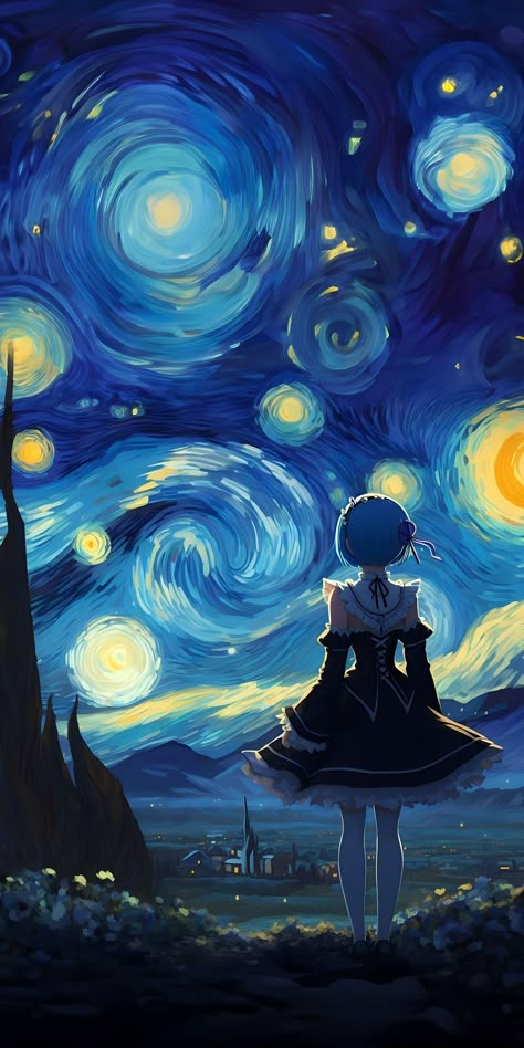 Re Zero Wallpaper, Starry Night Wallpaper, Kirito Sao, Rem Re Zero, Art Mystical, Mushoku Tensei, Recent Anime, Anime Decor, The Starry Night