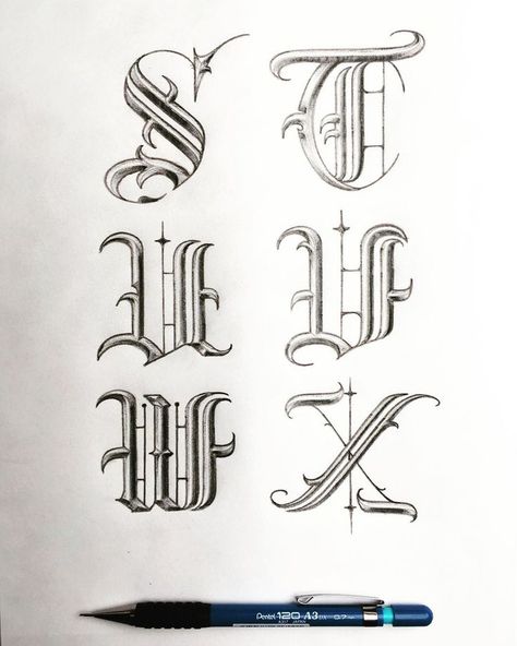 S T U V W X ️ . . . . . . . . . #lettering #letteringtattoo # W Tattoo Letter, Tattoo Fonts Alphabet Calligraphy Fancy Letters, Calligraphy Tattoo Fonts, W Tattoo, V Tattoo, Tattoo Fonts Alphabet, Alphabet Calligraphy, Tattoo Lettering Design, Chicano Lettering