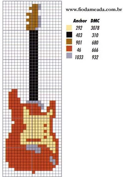 Crochet Music, Guitar Patterns, Miyuki Beads Pattern, Tiny Cross Stitch, Colorwork Knitting, Motifs Perler, Cross Stitch Books, Cross Stitch Love, Loom Pattern