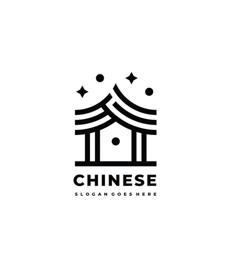 Chinese House Logo Template AI, EPS China Logo Design, Chinese Restaurant Logo, Korean Logo, City Logos Design, Logo Folio, Chinese Logo Design, Sushi Logo, Chinese Logo, Chinese House