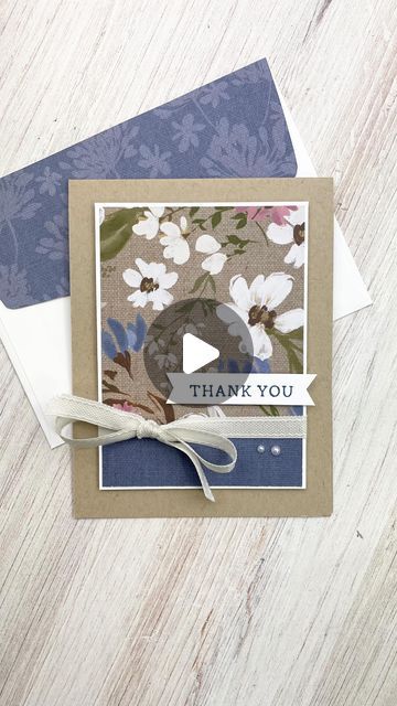 Jaimie - Paper Crafter on Instagram: "Here’s a quick and easy handmade card that takes no time at all!!!

It lets the beautiful patterned paper do all the work with just a sweet sentiment and some added details. 

We’re breaking the myth that paper crafting is complicated, takes a lot of time, and is expensive. 

There’s nothing complex about this card, it took no time at all, and it doesn’t require any machines or big tools!

Stampin’ Up!’s Wildly Flowering pack of patterned paper is gorgeous!!

The brilliance of this card is that both patterns are on the same sheet so you cut the bottom off of it, and you’re good to go!!

Comment LINK for a closer look into what was used to make this handmade thank you card!!

#handmadecards #stampinup #papercrafting #makeitdontbuyit #stressrelieving #cr Beautiful Greeting Cards Handmade, Making Thank You Cards, Thank You Card Making Ideas, Handmade Thank You Cards Ideas, Easy Thank You Cards, Creative Thank You Card Design, Creative Cards Handmade, Cards Handmade Ideas Creative, Diy Thank You Cards