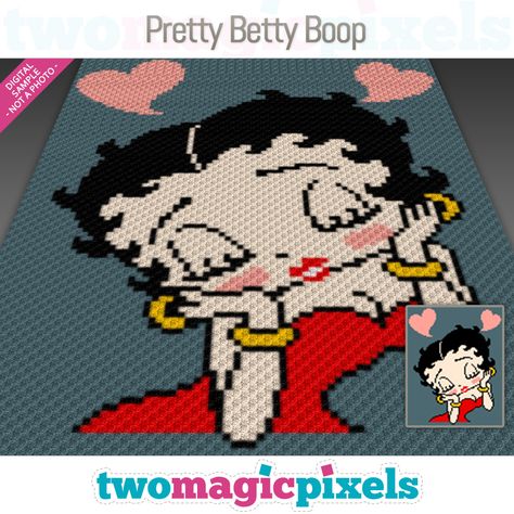 Betty Boop Crochet, Perler Magnets, Corner 2 Corner Crochet, Magic Pixels, Pixel Art Crochet, Two Magic Pixels, Betty Boop Baby, Corner 2 Corner, Cross Stitch Graph