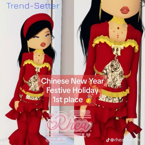 Dti Roblox Festive Holiday, New Years Dress To Impress, Dti Theme Festive Holiday, Dti Outfits Festive Holiday, Festive Holiday Dress To Impress, Holiday Dress To Impress, Chinese New Year Dress, Chinese Christmas, Chinese New Year Outfit