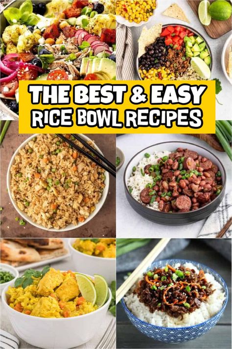 Loaded Rice Bowls, Bowls Dinner Recipes, Recipes For Rice Bowls, Beef And Rice Bowl Recipes, Rice Bowls For A Crowd, Rice Bowl Lunch Ideas, Diy Rice Bowl, White Rice Bowl Recipes, Dinner Recipes Rice Bowls