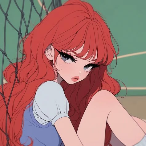 Anime Aesthetic Profile, Red Hair Art, Girl With Red Hair, Red Hair Girl, Disney Art Style, Aesthetic Profile Picture Cartoon Soft, Aesthetic Profile, Cute Bear Drawings, 背景 シンプル