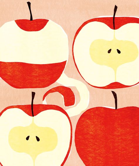 Day 350 | Kazuaki Yamauchi Apple Illustration, Fruits Drawing, Fruit Illustration, Illustration Food, Fabric Inspiration, Art Et Illustration, Pattern Illustration, Food Illustrations, Kitchen Art