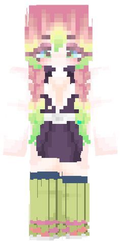 Minecraft Skins Demon, Minecraft Kawaii, Mitsuri Kanroji Demon Slayer, Minecraft Skins Female, Skin Mine, Capas Minecraft, Minecraft Skins Aesthetic, Minecraft Girl Skins, Games Aesthetic