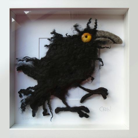 Needle Felted Crow, Crow Beak, Blackbird Art, Felted Halloween, Felted Fairy, Yarn Sewing, Fairy Ideas, Needle Felting Ideas, Felt Pictures