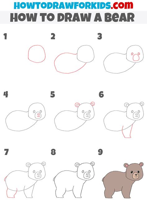 Drawing A Bear Step By Step, Draw An Animal Step By Step, Step By Step Animal Drawings Easy, How To Draw Woodland Animals Step By Step, Draw Bear Easy, How To Draw A Bear Step By Step, Cute Bear Drawings Easy, How To Draw A Bear Easy, Animal Drawings Sketches Step By Step