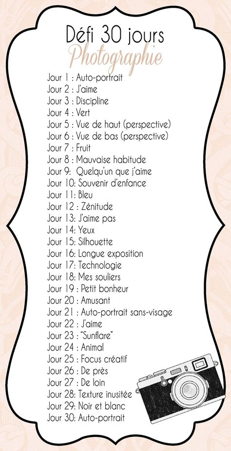 Notre tout premier défi photographique de 30 jours créé par @photomlle / Our… Art Journal Prompts, Photo Techniques, Id Photo, Photography Challenge, Photography Lessons, Photo Projects, Photo Challenge, Gorgeous Art, Art Journal Pages