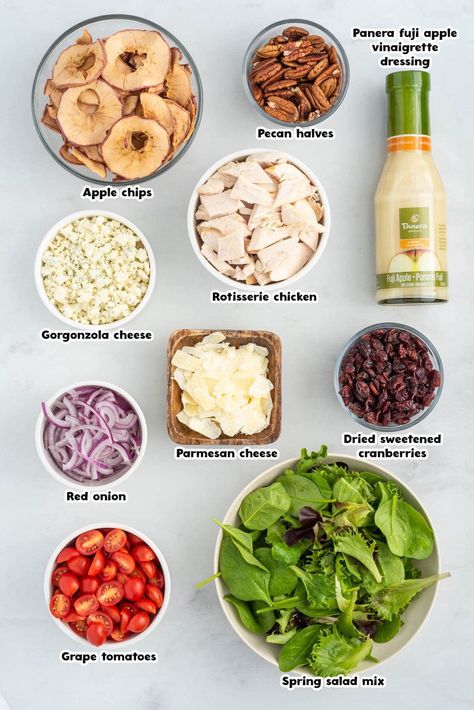 Fugi Apple Salad Panera Bread, Copycat Panera Fuji Apple Chicken Salad, Panera Fuji Apple Salad Recipe, Fiji Apple Salad Panera, Apple Salad Ideas, Panera Apple Fuji Salad Dressing, Panera Fuji Apple Salad Dressing, Panera Apple Fuji Salad, Panera Bread Salad Recipes