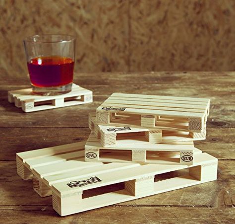 Pallets Coasters Complete Set - Wood Trivet For Hot Pans, Hot Dishes and Teapots Including 4 Miniature Wood Beverage Pallet Coasters Shaped As Euro Pallet For Wine, Beers, Tea Cups and More Mini Pallet Coasters, Pallet Coasters, Diy Popsicle Stick Crafts, Diy Joy, Silicone Trivet, Wood Trivets, Wooden Wine Rack, Sell Diy, Popsicle Stick Crafts