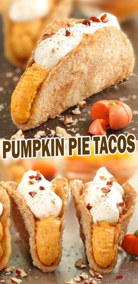 Dessert Pumpkin, Dessert Taco, Cream Horns, Dessert Original, Taco Shells, Fall Recipe, Pumpkin Recipes Dessert, Pumpkin Pie Filling, Party Platters