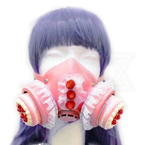 Creepy Cute Fashion, Pastel Punk, Mask Aesthetic, Pastel Goth Fashion, Kawaii Jewelry, Fashion Mask, Gas Mask, Funky Fashion, Strawberry Cake